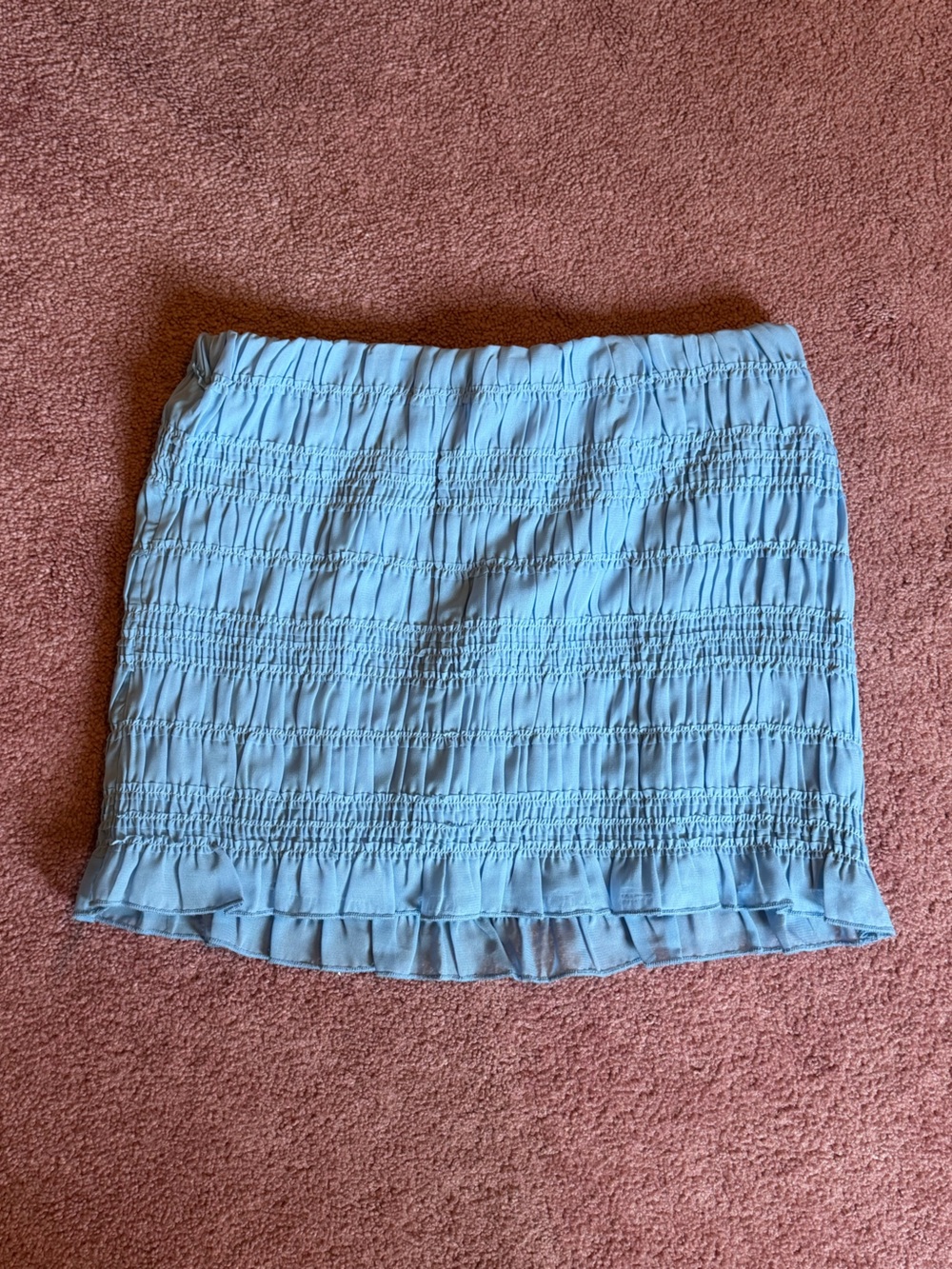 Smocked Light Blue Mini Skirt